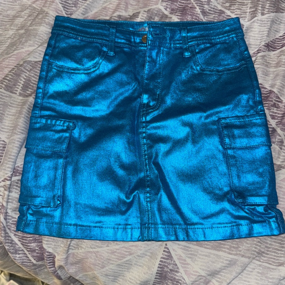 Blue metallic girls skirt